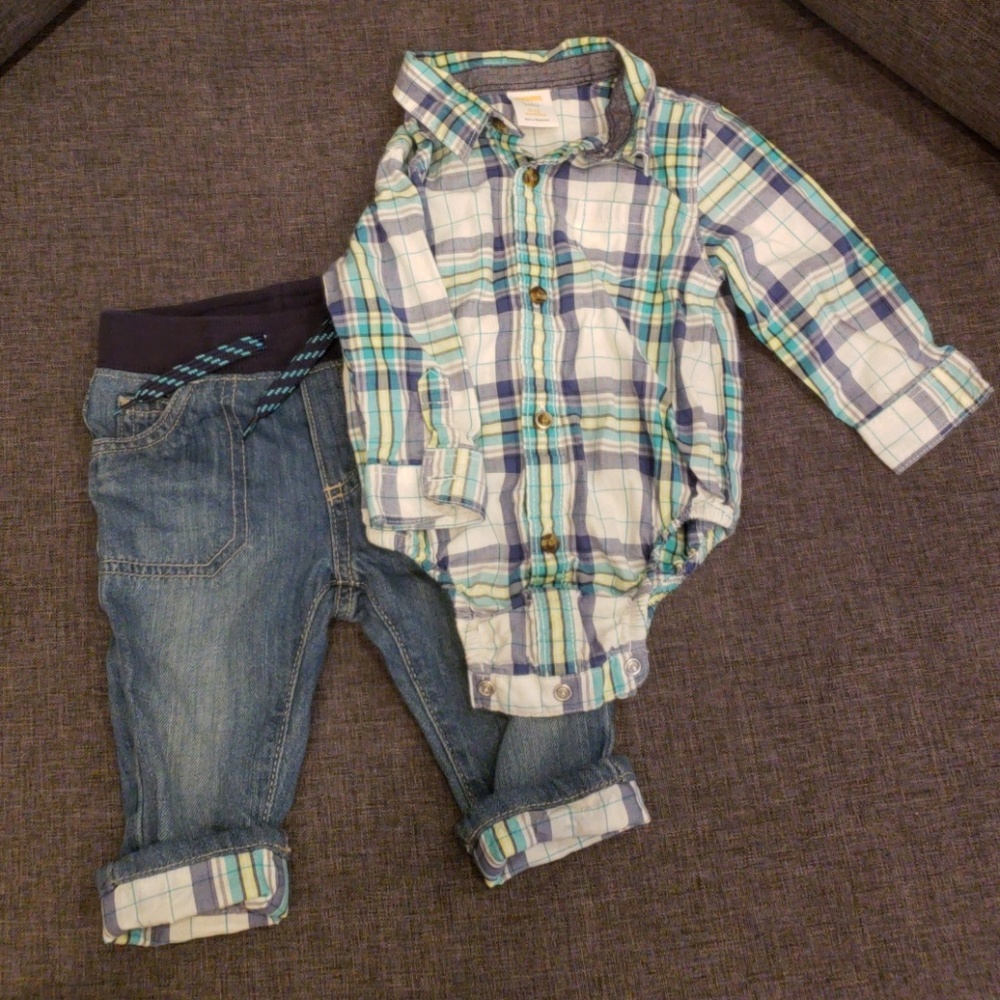 Gymboree Plaid Collared Shirt and Jeans